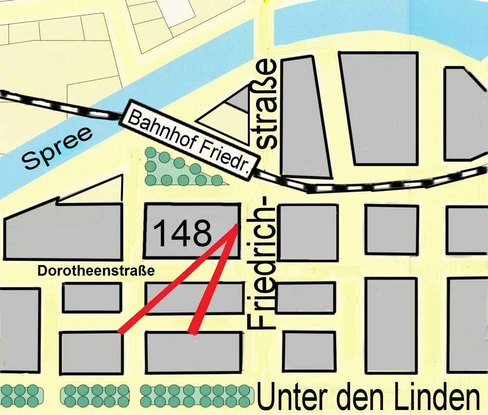 Stadtplan rund um die Friedrichstraße